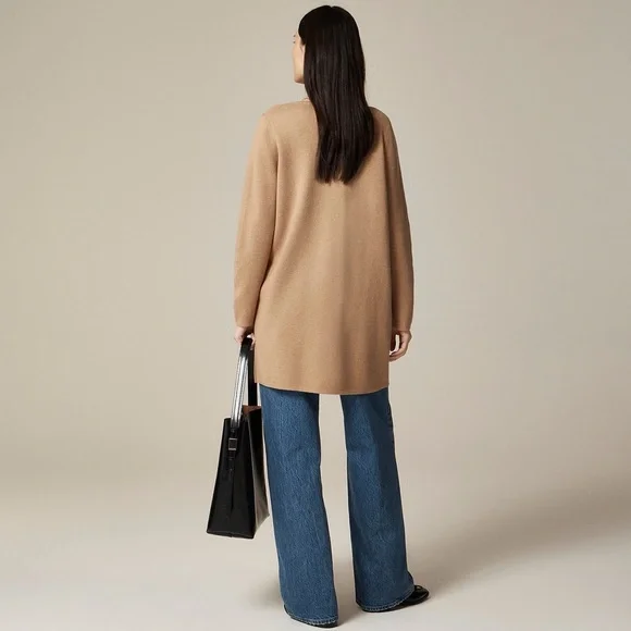 J. Crew Juliette collarless sweater-blazer Size M in heather khaki - Picture 3 of 8